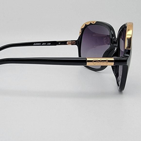 Chloe CL2221 C01 Ernie Black Gold Frame Grey Gradient Lens Sunglasses 60-17-130 main image 12